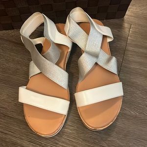 Nine West, like new, white/silver sandal, Size 8.5